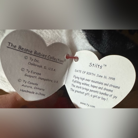 1999 Ty Beanie Baby ‘Stilts’Plush Stork with Red and Black Accents - Picture 4 of 6